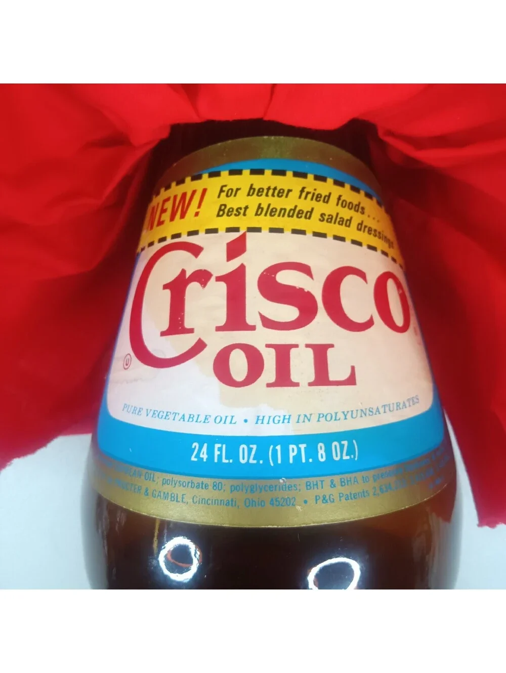 Vintage Handmade Kitschy Red Dress Doll W Empty Glass Crisco Body One Of A Kind